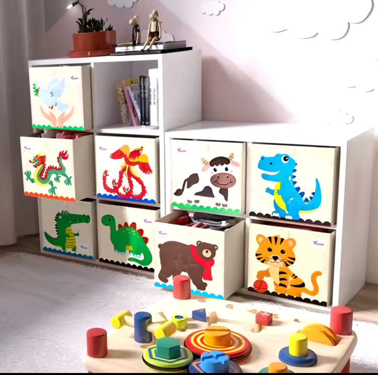 Rectangular Foldable Animal Toy Storage Box Organizer for Kids & Nursery