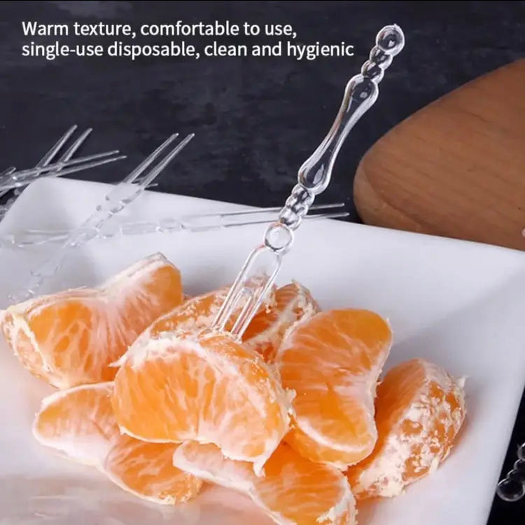 50 Pcs Disposible Plastic Transparent Forks
