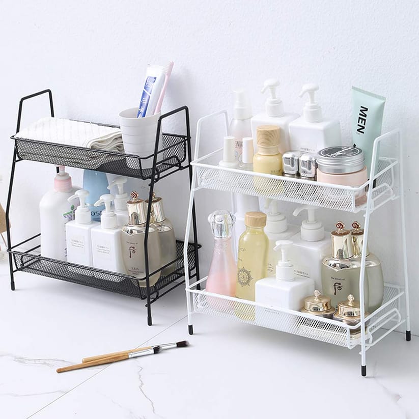 2-Tier Metal Kitchen & Bathroom Multi-purpose Rack with Box Packaging