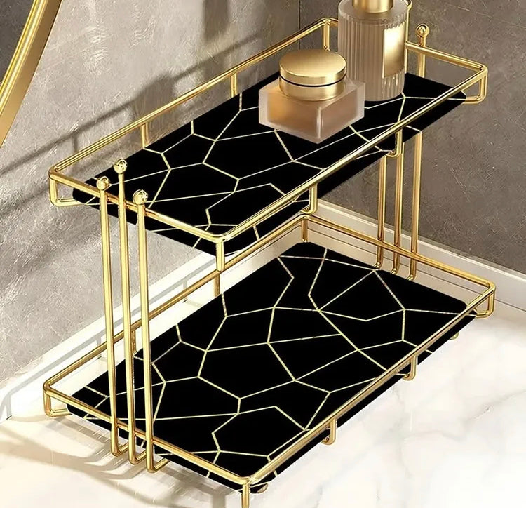 Double Layer Iron Art Nordiac Marble Style Cosmetics Organizer