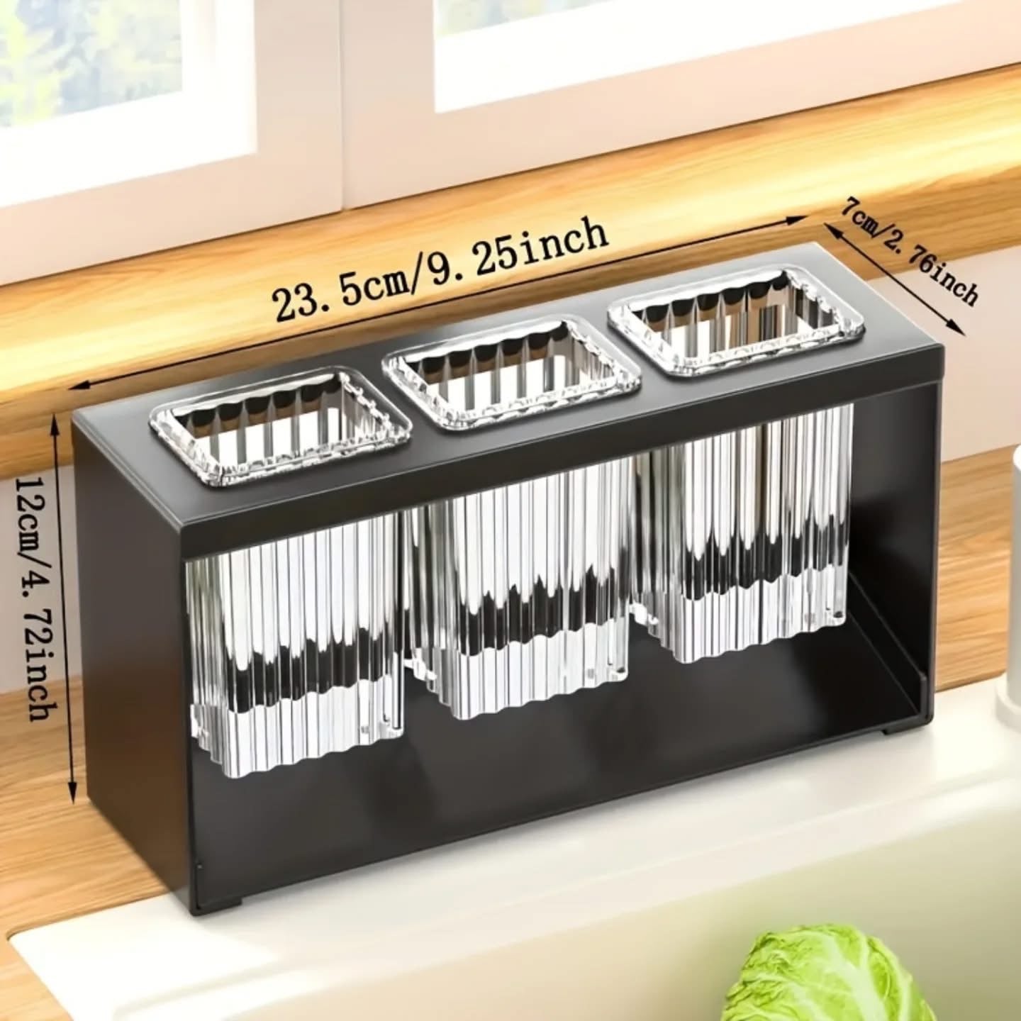 Premium Countertop Acrylic Cutlery Drying Holder with Metal Stand