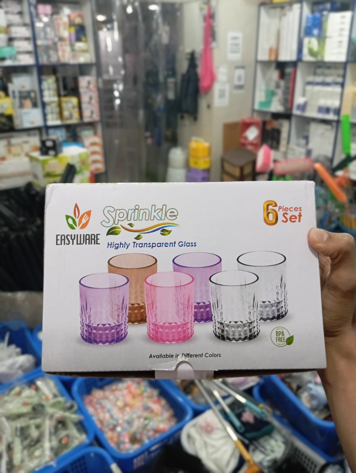 6 Pcs Sprinkle Crystal Acrylic Glasses Set