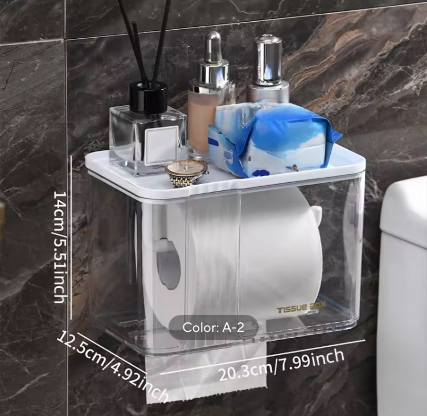 Wall Mounted Tissue Holder with Storage Rack