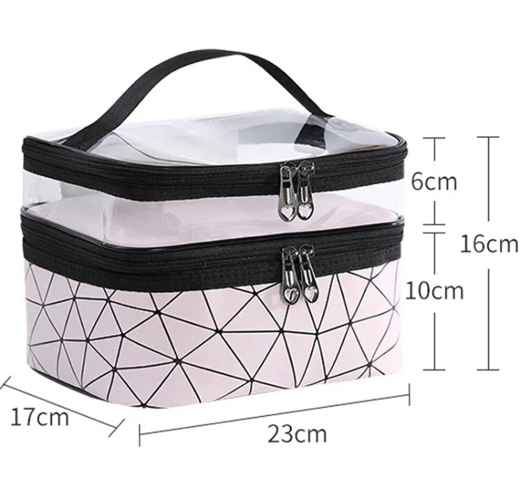 Women Double Layer Cosmetics Makeup Bag