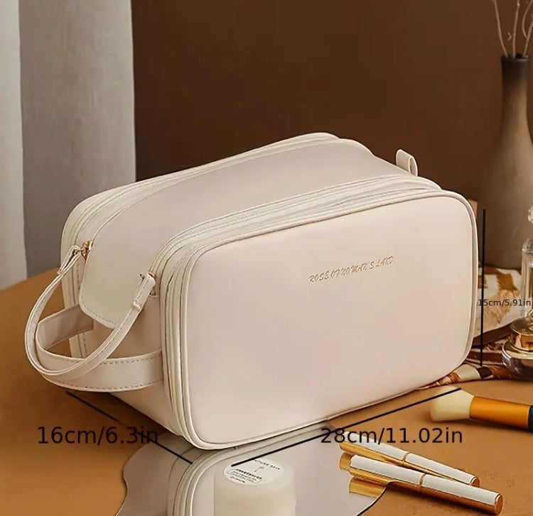 Large Capacity Cosmetic Bag Fashion Portable Wash Bag PU Leather