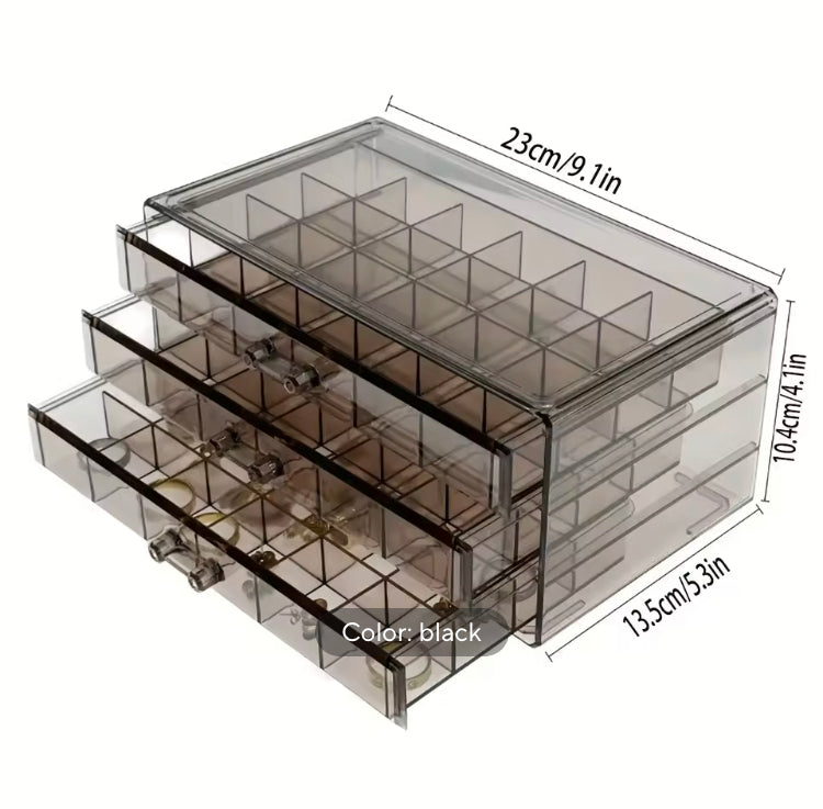 Luxury 3 Layer-72 Grids Large Capacity Dustproof Jewellery Organizer