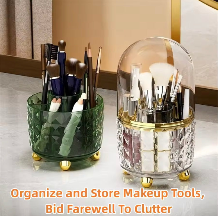 Luxury 360 Rotating Acrylic Makeup Brushes Holder with Lid