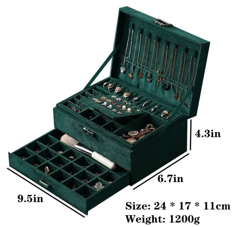 Leather Premium Quality Three Layer Large Capacity Jewellery Box Organizer