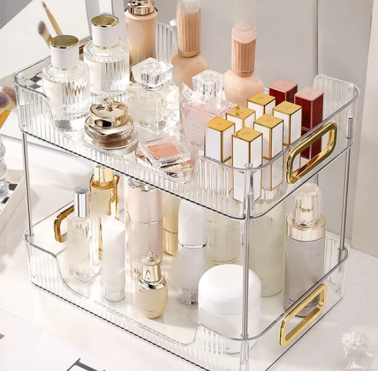 Double Layer Acrylic Cosmetics Makeup Multipurpose Organizer Rack