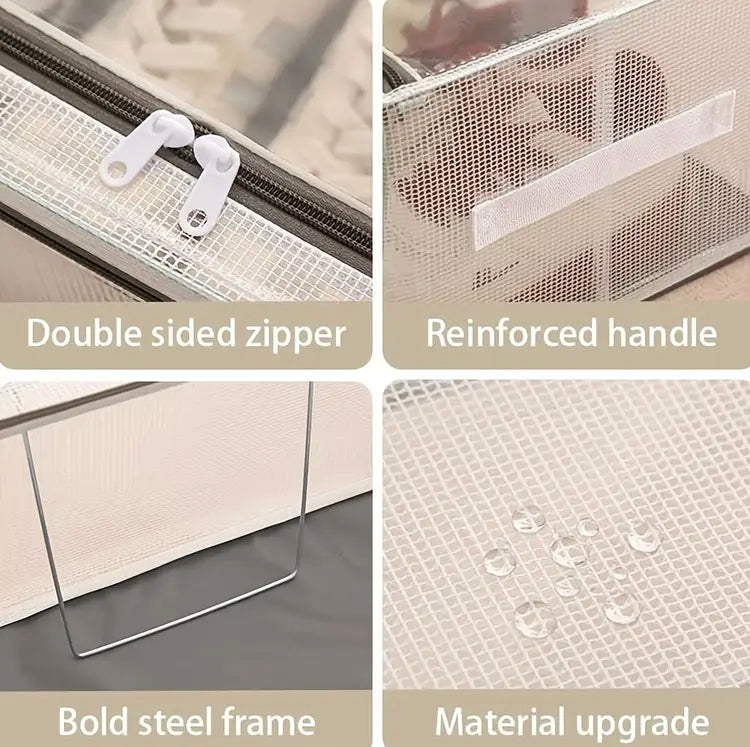 1 Pc Double Sided Transparent Rectangular Dustproof Under Bed Shoes Organizer