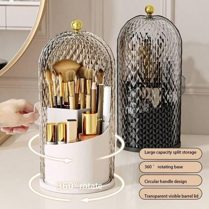 Luxury Diamond Pattern Dustproof Rotating Brushes Holder