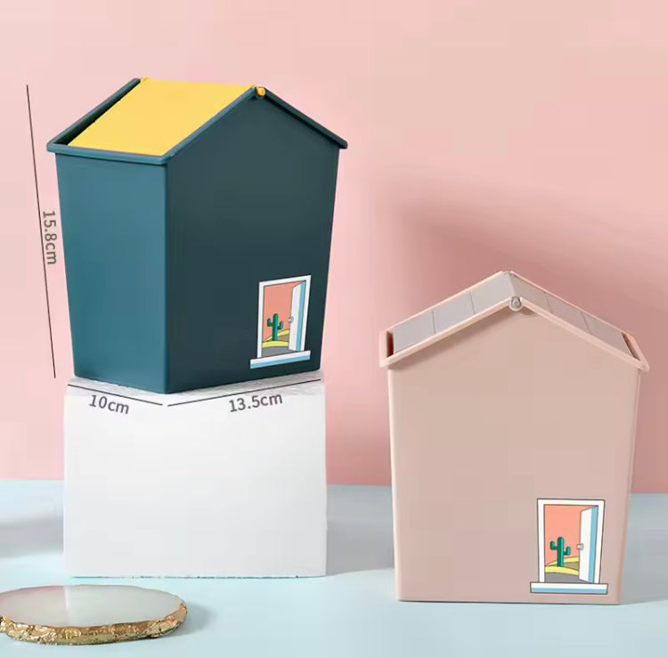 Creative House Shape Mini Portable Dustbin