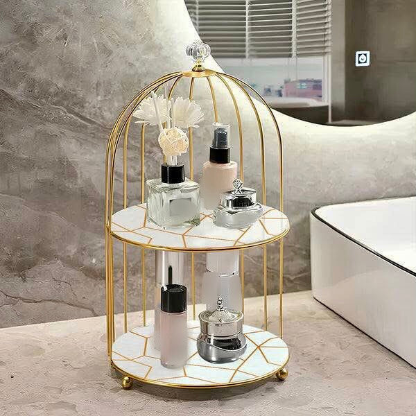 Double Layer Marble Cage makeup Cosmetics Organizer