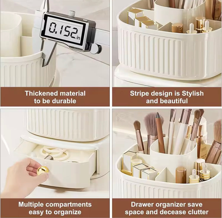 360 Rotating Makeup Brushes Holder with Drawer