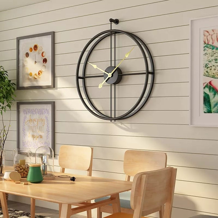 20 inch Metal Black Wall Hanging Clock