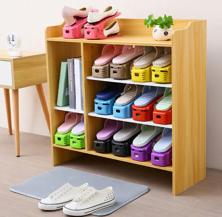 2 Pcs Double Layer Space Saving Shoe Storage Organizer