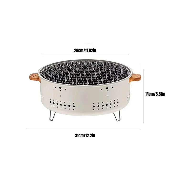 Portable BBQ Grill with Wooden Handles
