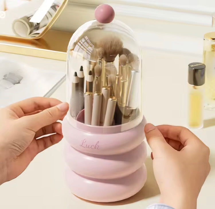 360 Rotating Makeup Brushes Holder with Dustproof Lid