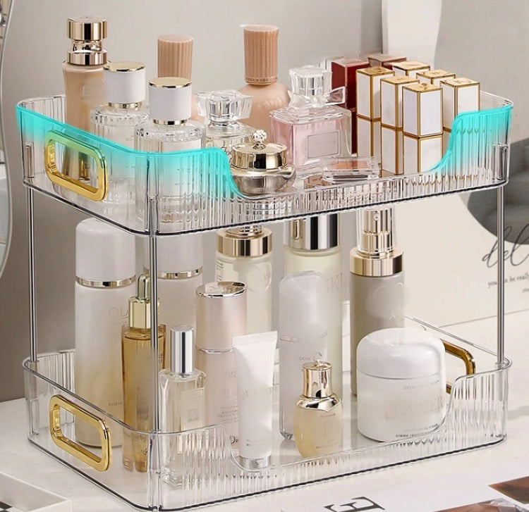 Double Layer Acrylic Cosmetics Makeup Multipurpose Organizer Rack