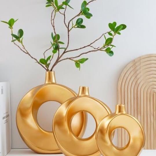 3 Pcs Set of Gold Nordiac Style Flower Vases
