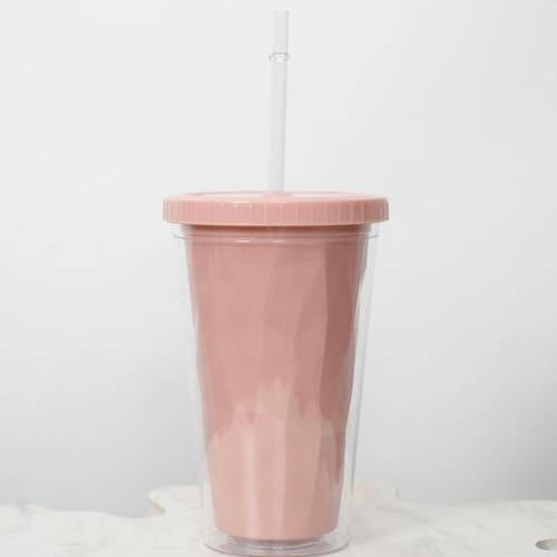 Pink Tumbler with Straw & Lid