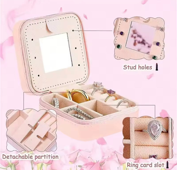 Double Layer Leather Jewellery Box with Mirror