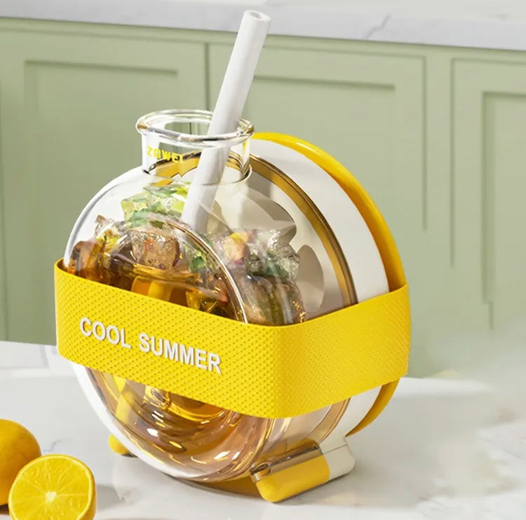 2 in 1 Round Beverage Dispenser and Ice Cuber Maker