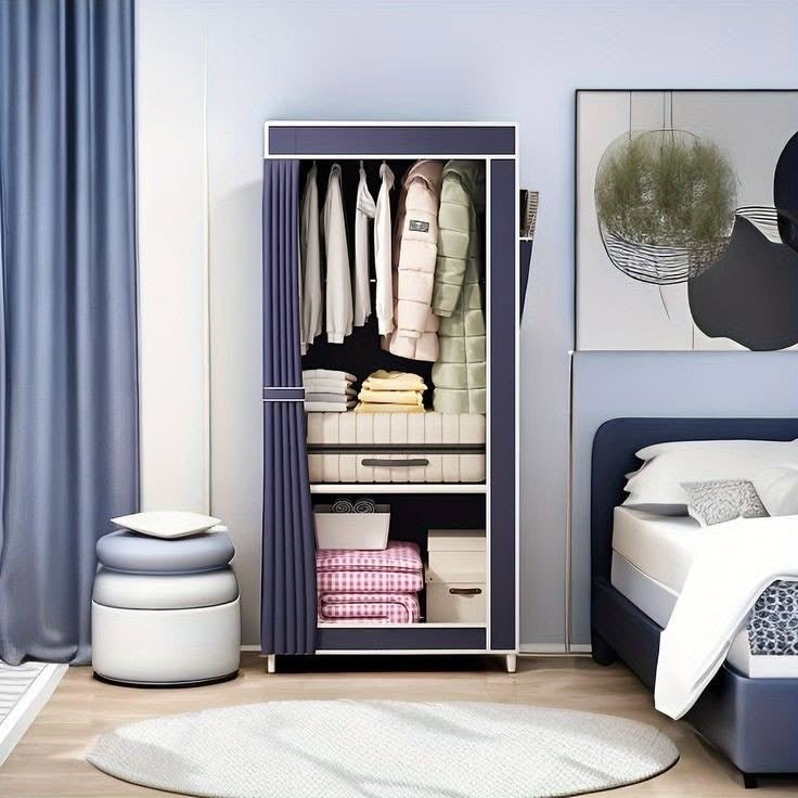 Dustptoof Large Capacity Wardrobe Fabric Floor Standing Multilayer Clothes Hanging