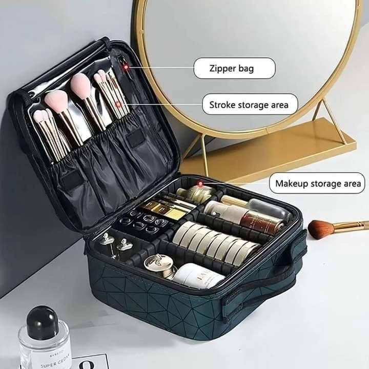 Large Capacity PU Leather Makeup Cosmetics Vanity Bag Waterproof