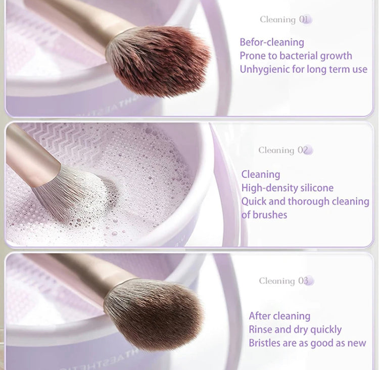 2 in 1 Makeup Brush Cleaning Dry Basket Silicone & Brushes Storage Organizer (Box Packaging)