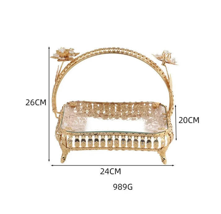 Gold Stylish Serving Tray with Handle