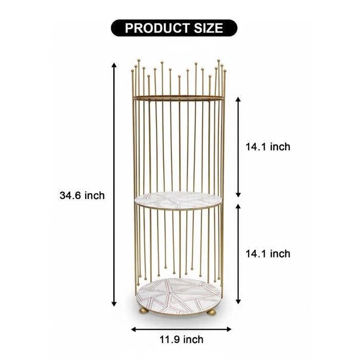 3 Layers Gold Floor Display Rack for Home Decoration