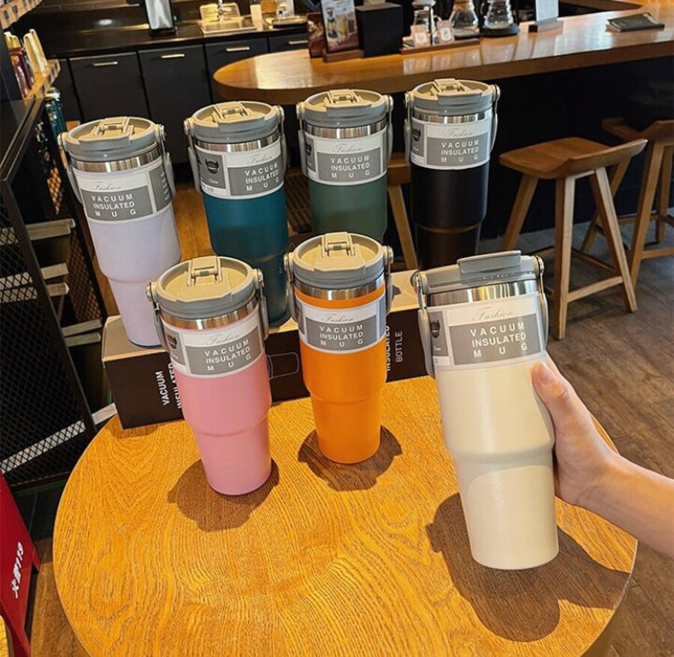 30oz Insulated Stainless Steel Tumbler Mug with Lid & Straw