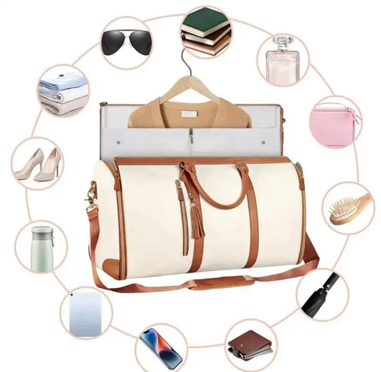 New Foldable Travel Convenient Carry on Clothing Bag Large Capacity PU Leather Duffel Bag