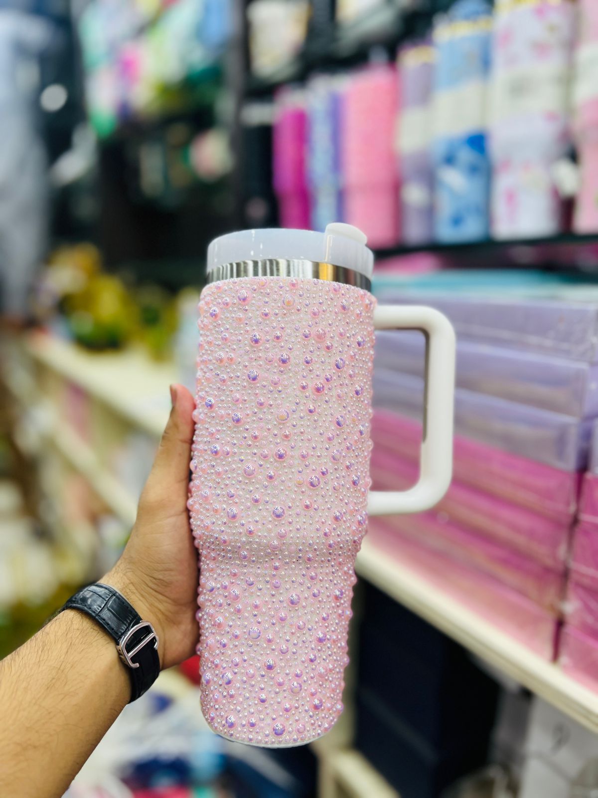 40oz Stainless Steel Pearls Tumbler with Handle