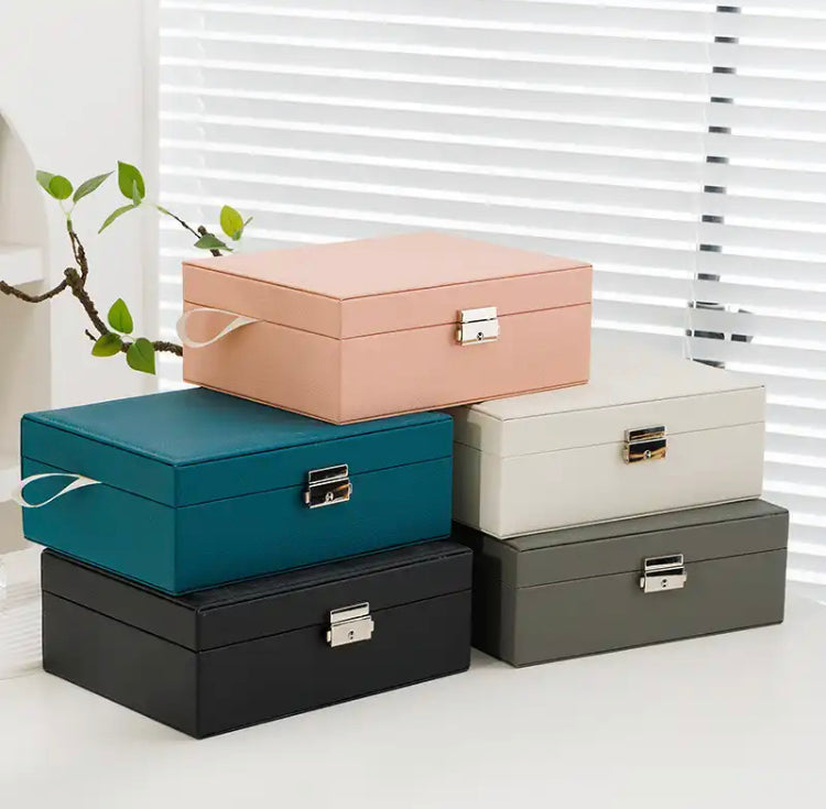 Double Layer PU Leather Jewellery Organizer