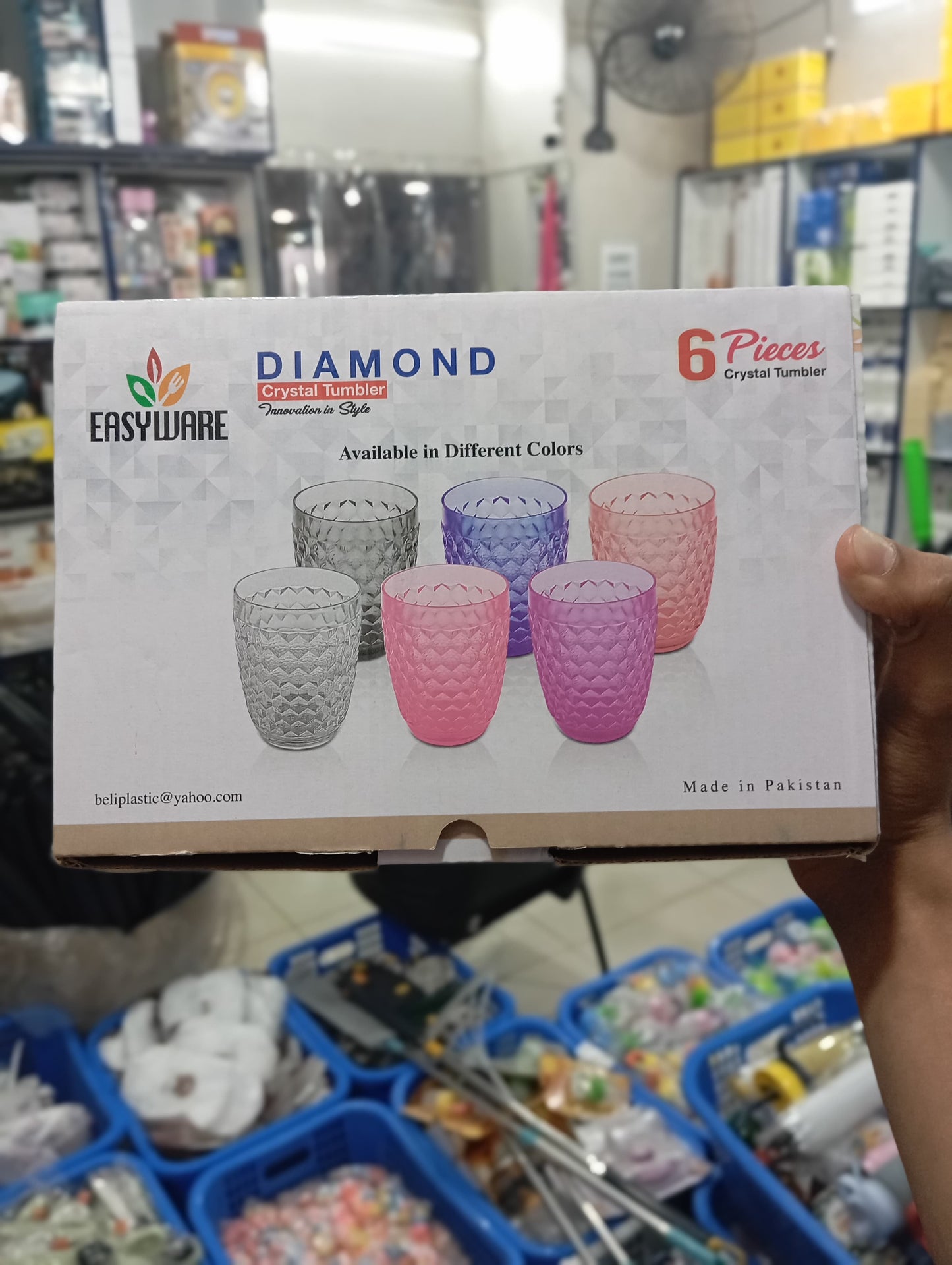 6 Pcs Diamond Crystal Acrylic Glasses Set