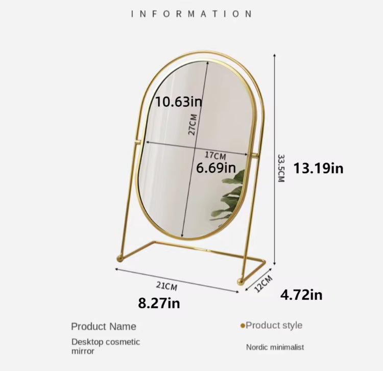 Metal Nordiac Style Gold Mirror For Vanity