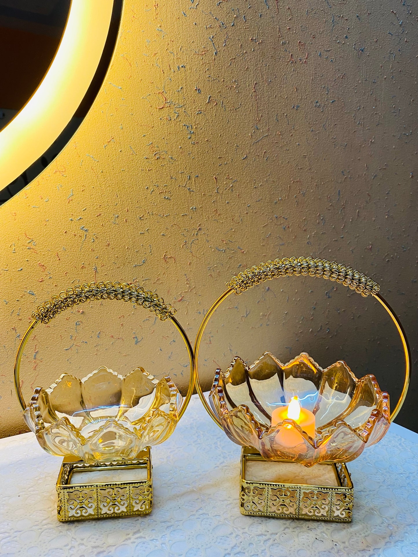 Metal Crystal Basket for Home Decor