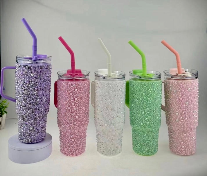 40oz Stainless Steel Pearls Tumbler with Handle