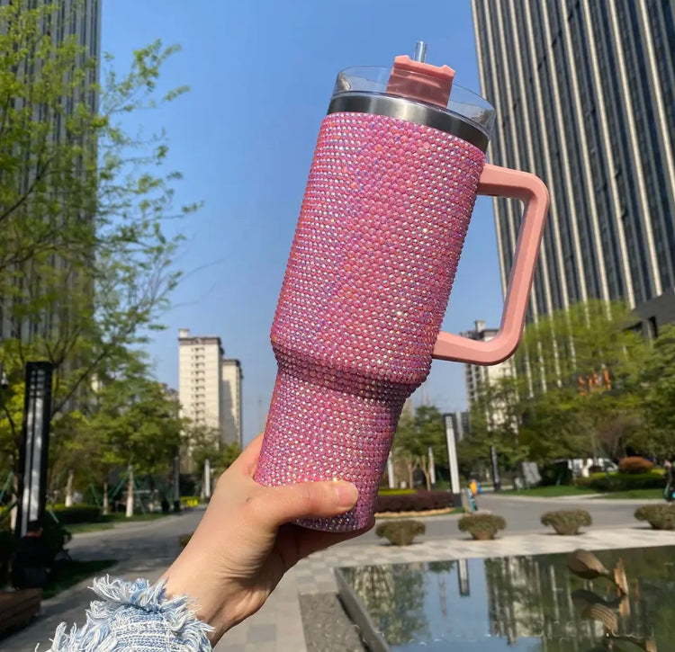 40oz Rhinestones Tumbler Stainless Steel Insulated Travel Mug