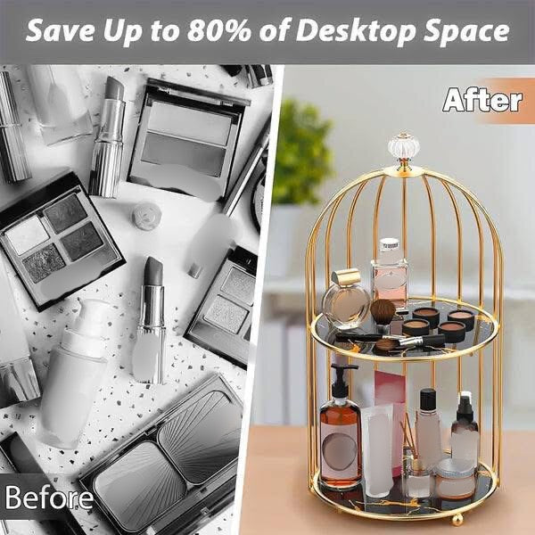 Double Layer Marble Cage makeup Cosmetics Organizer