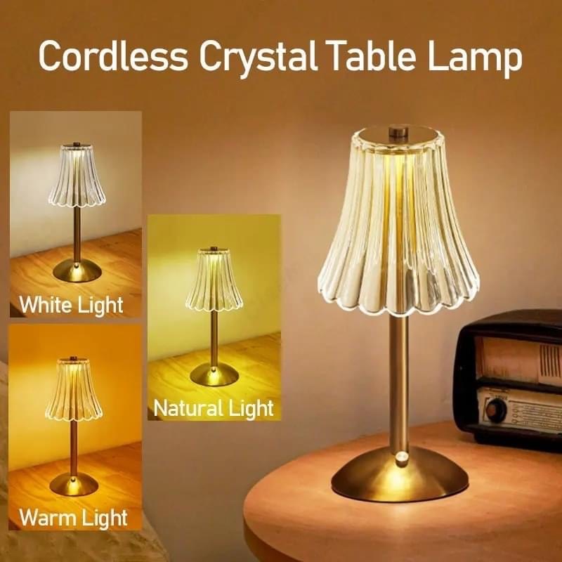 Metal LED Touch Diamond Table Lamp Rechargeable with 3 Lightening Modes