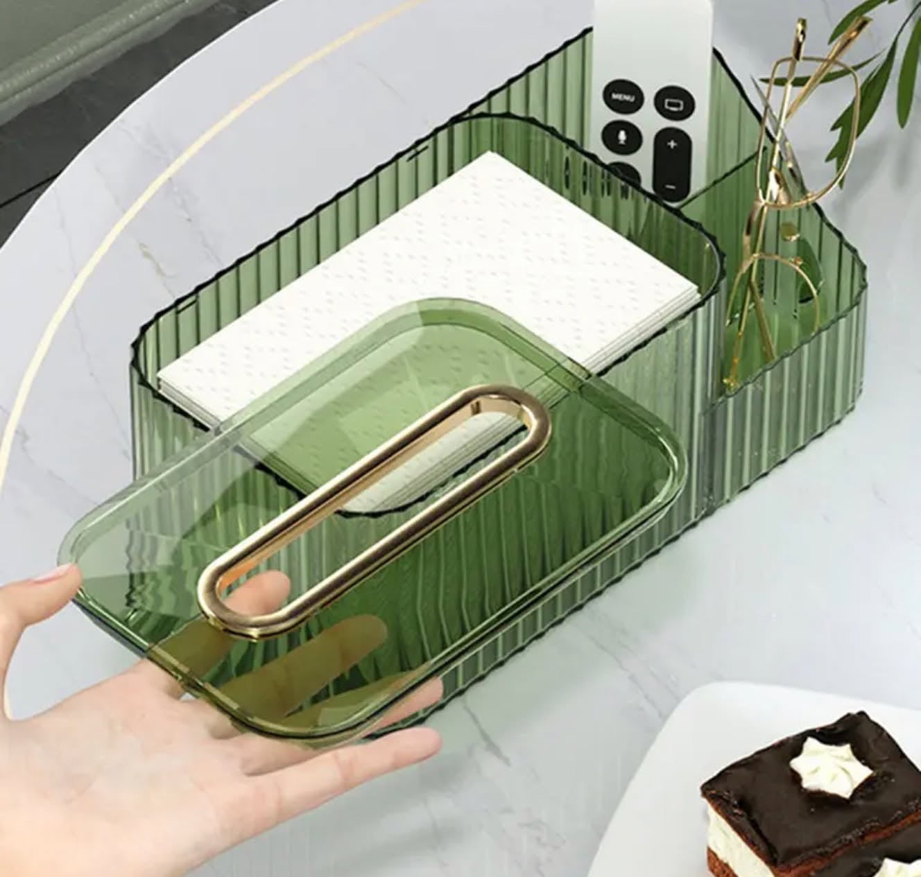 Multifunctional 2 in 1 Acrylic Tissue Box with Holder Household Tissue Box