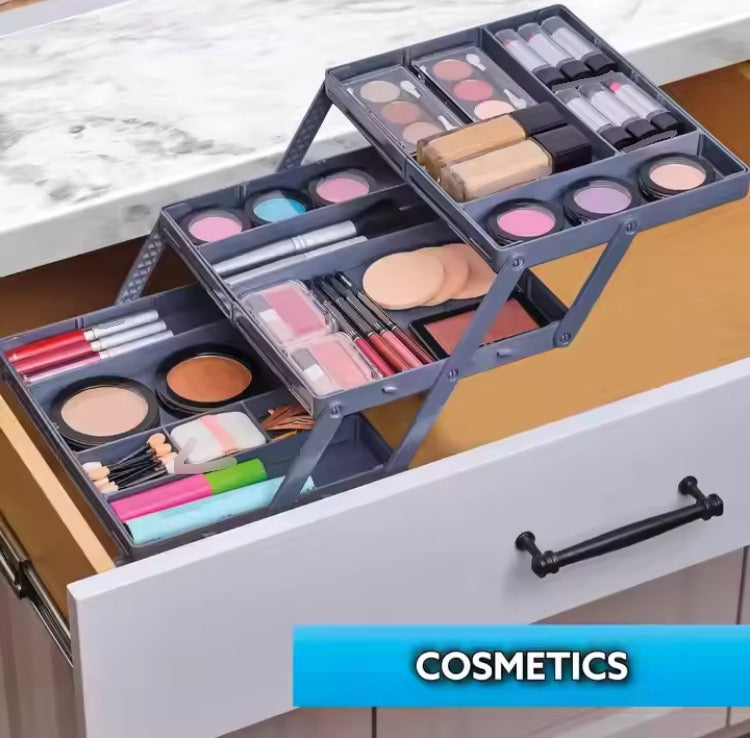3 Layer Collapsible Jewellery Cosmetics Drawer Organizer
