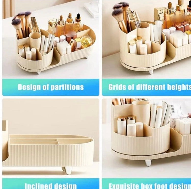 Luxury Cosmetics Makeup Organizer with Rotating Brushes Holder