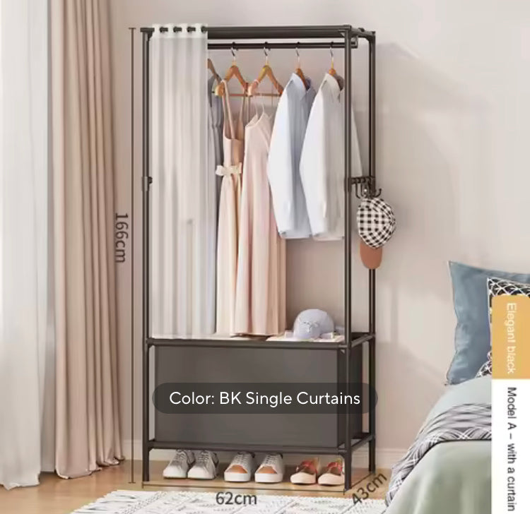 2 in 1 Clothes & Shoe Rack with Dustproof Curtains
