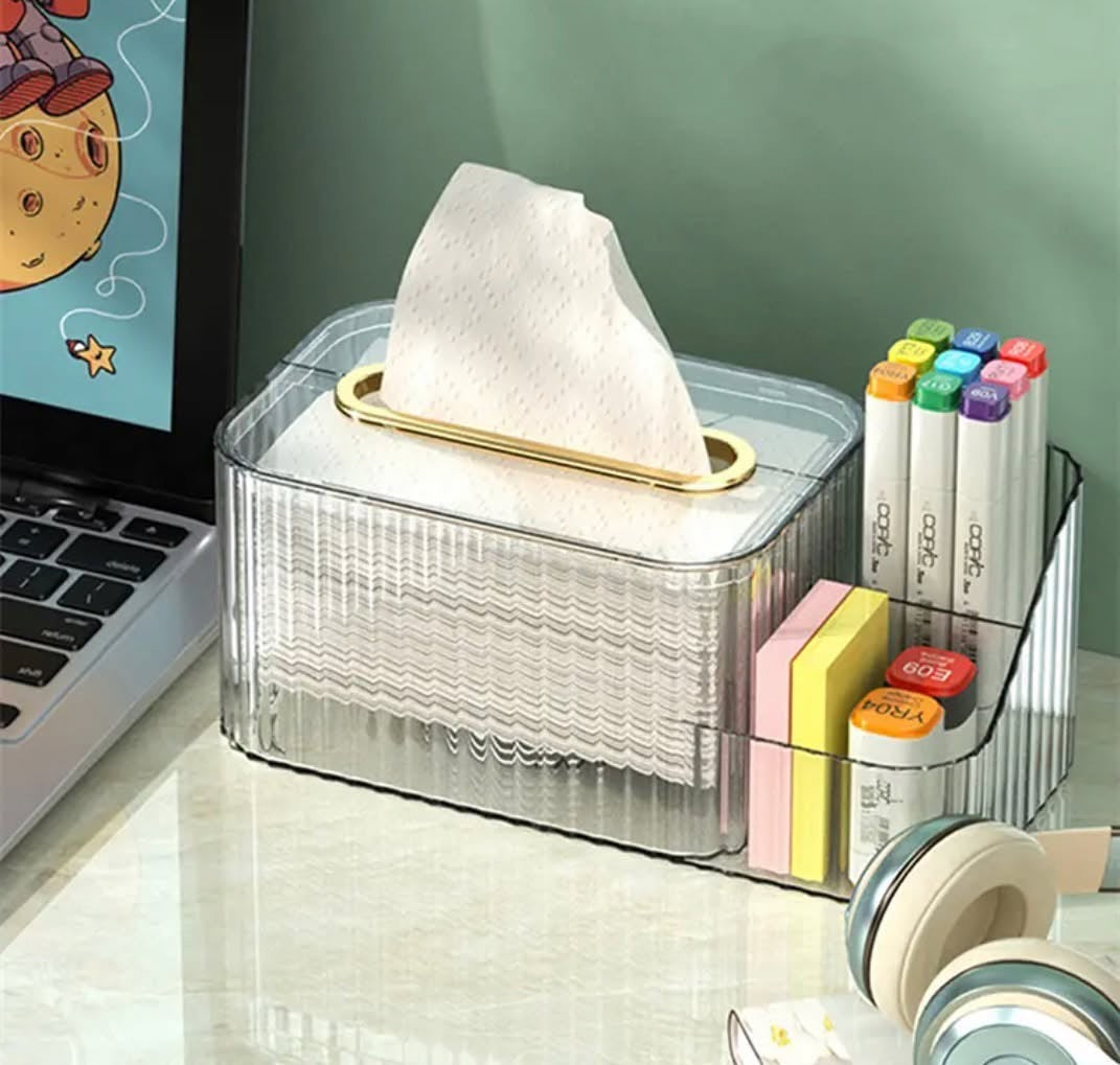 Multifunctional 2 in 1 Acrylic Tissue Box with Holder Household Tissue Box