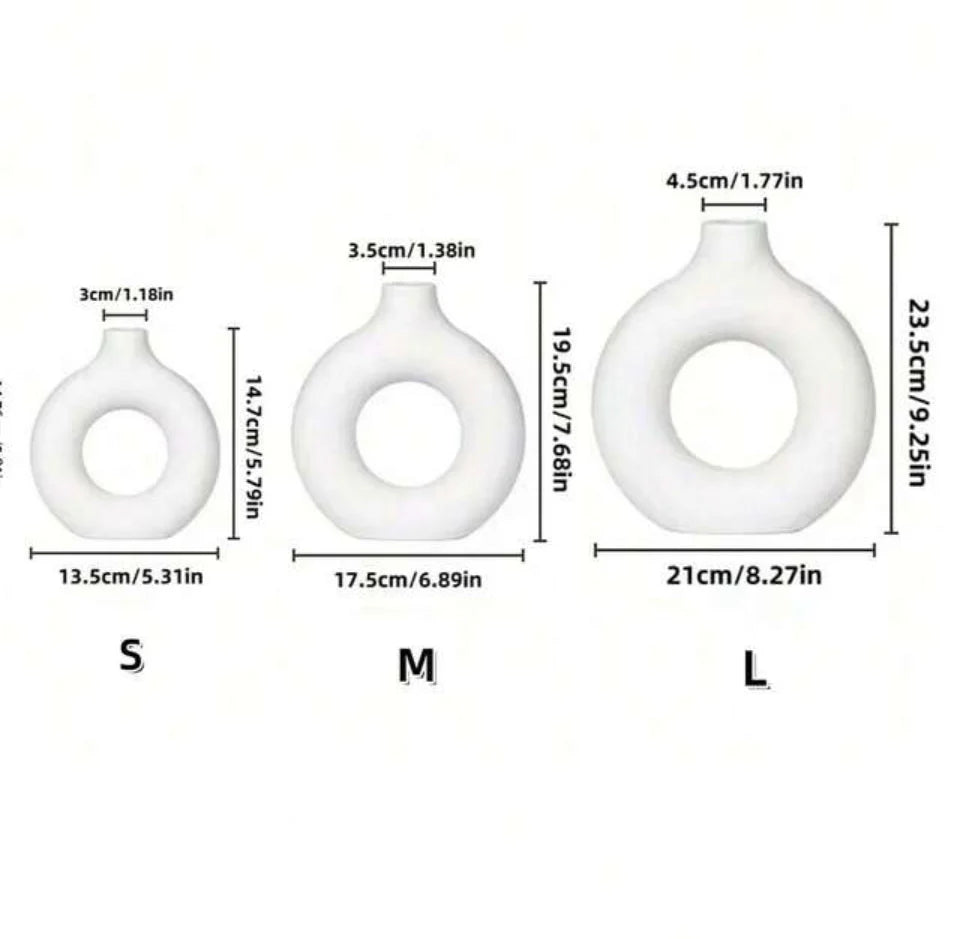 White Donut Flower Vase for Home Decoration
