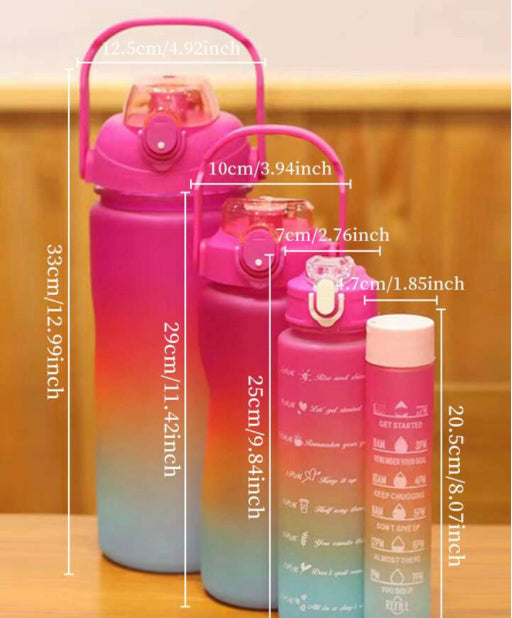 4 Pcs Gradient Colour Large Capacity Water Bottles Set
